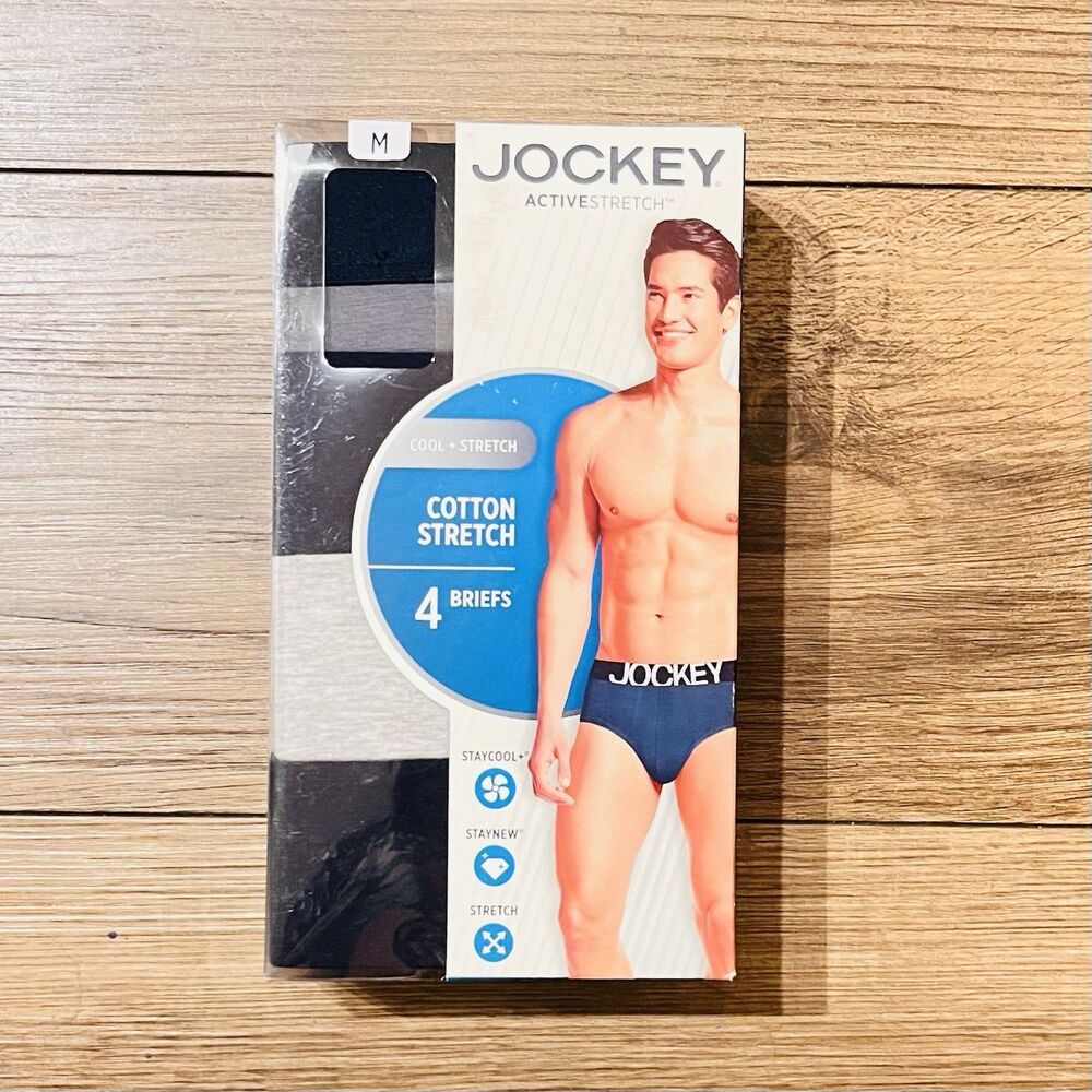 Jockey ActiveStretch 4-Pack Men’s Briefs Size M 32-34 New Sealed Cotton Stretch